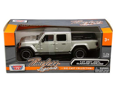 Motormax 1:27 2021 Jeep Gladiator Overland Hard Top (Silver) - Timeless Legends Window Box