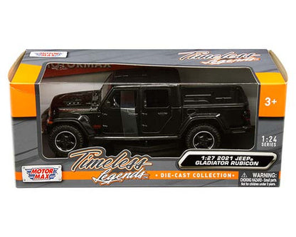 Motormax 1:27 2021 Jeep Gladiator Rubicon Hard Top (Black) - Timeless Legends Window Box — Offroad Collectibles.