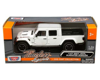 Motormax 1:27 2021 Jeep Gladiator Rubicon Hard Top (White) - Timeless Legends Window Box