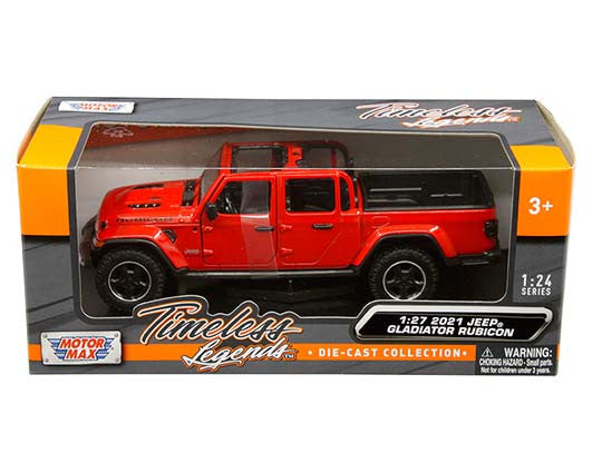 Motormax 1:27 2021 Jeep Gladiator Rubicon with open top (Red) - Timeless Legends Window Box