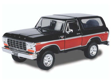 1978 Ford Bronco - Black and Red two-tone Hardtop w/ Spare Wheel (Timeless Legends) Diecast 1:24 Scale Model - Motormax 79371BKRD — Offroad Collectibles.