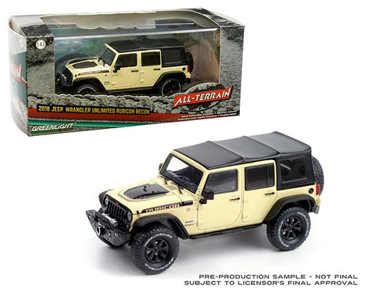 Greenlight 1:43 2018 Jeep Wrangler Unlimited Rubicon Recon with Off-Road Parts (Gobi)