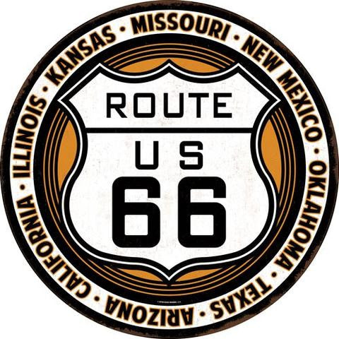 ROUTE 66 ROUND TIN SIGN