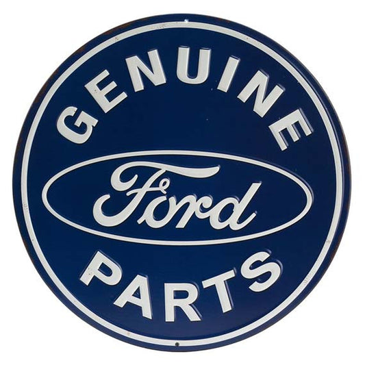 FORD GENUINE PARTS ROUND EMBOSSED TIN SIGN — Offroad Collectibles.