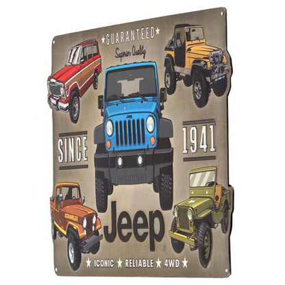 JEEP EMBOSSED TIN SIGN IONIC, RELIABLE,4WD