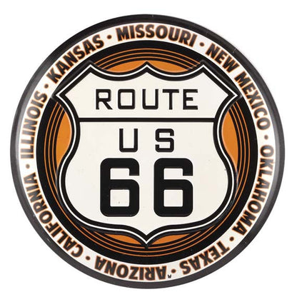 ROUTE 66 EMBOSSED TIN BUTTON