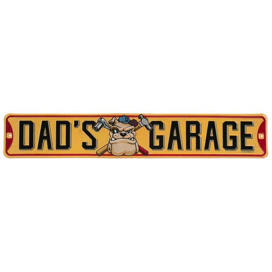 DAD'S GARAGE EMBOSSED TIN STREET SIGN