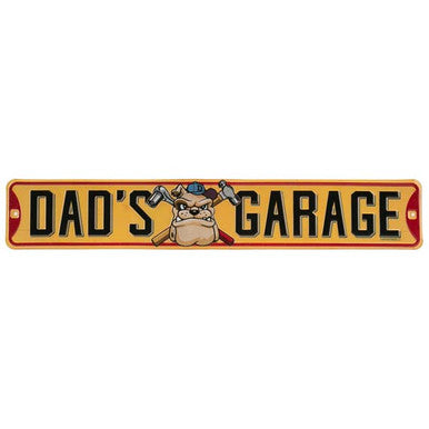 DAD'S GARAGE EMBOSSED TIN STREET SIGN