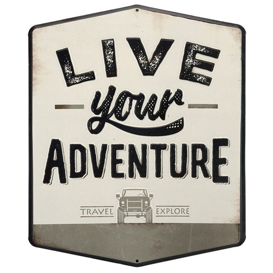 LIVE YOUR ADVENTURE EMBOSSED TIN SIGN — Offroad Collectibles.