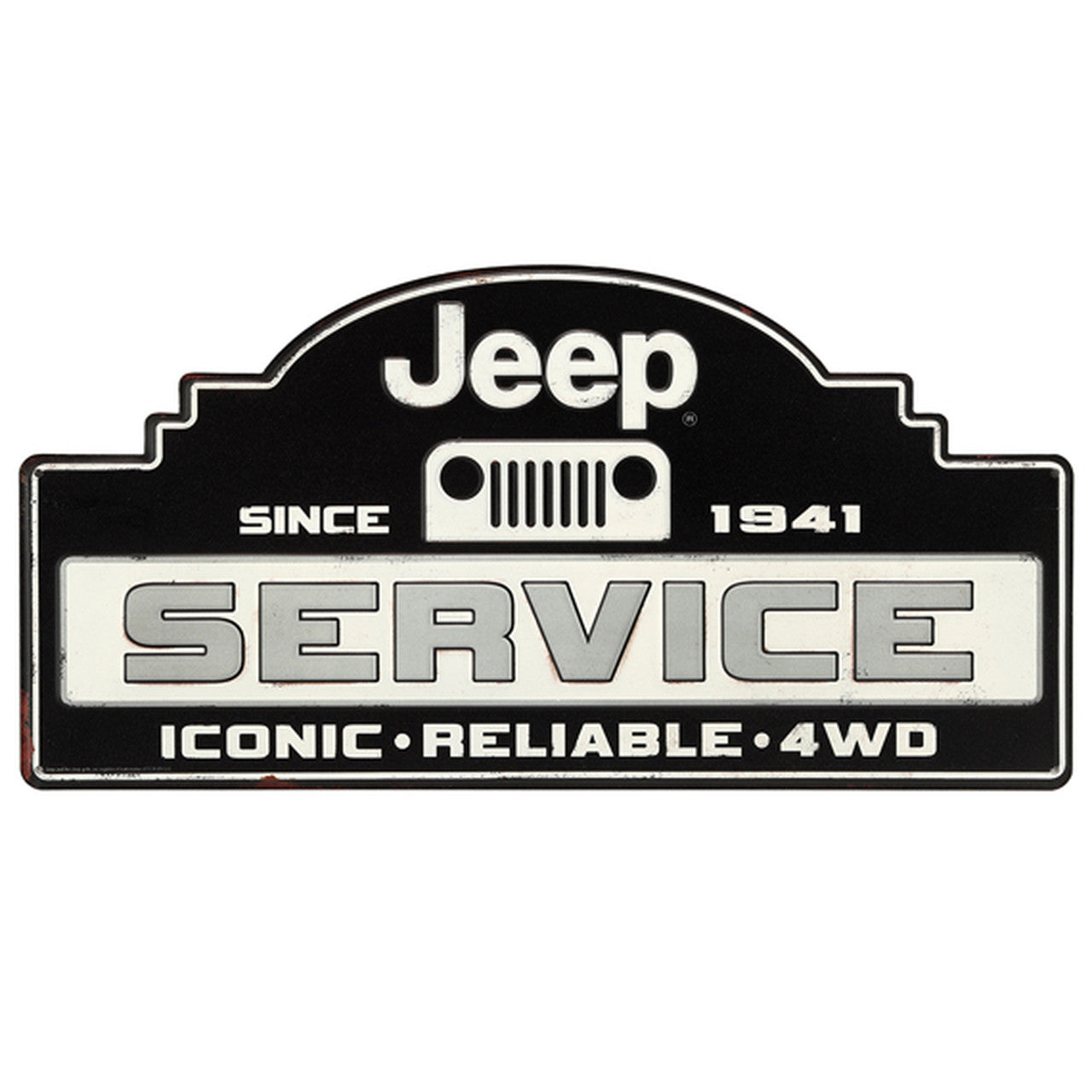 JEEP SERVICE EMBOSSED TIN SIGN