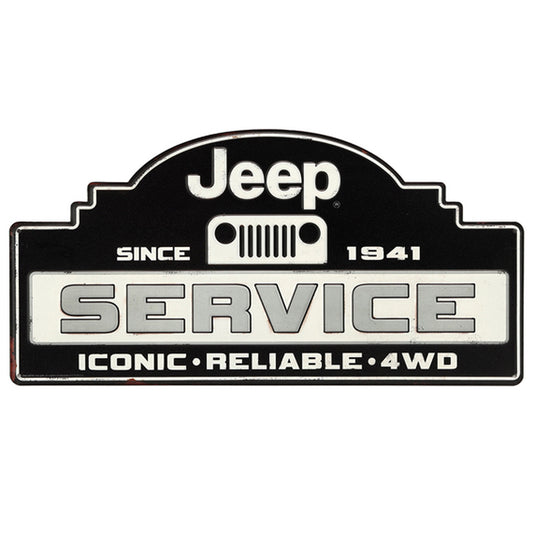 JEEP SERVICE EMBOSSED TIN SIGN