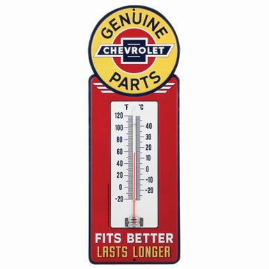 CHEVROLET WEATHER RESISTANT EMBOSSED TIN THERMOMETER