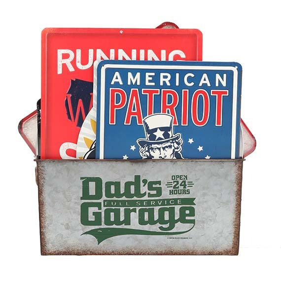 DAD'S GARAGE GALVANIZED CONTAINER