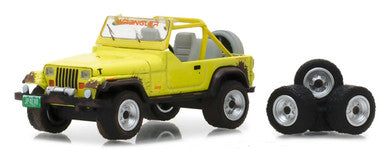 Greenlight 1:64 The Hobby Shop Series 3 - 1991 Jeep Wrangler YJ with Wheel and Tire Set yellow)