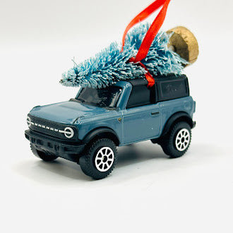 Grey/blue Ford Bronco die cast ornament