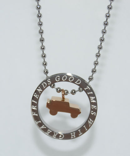 Silver and Gold Jeep "Good Times with Great Friends" Necklace