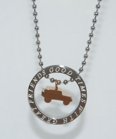 Silver and Gold Jeep "Good Times with Great Friends" Necklace