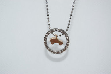 Silver Hoop with Gold Jeep Necklace