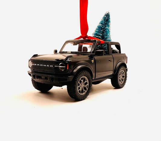 Black Ford Bronco Convertible Christmas Ornament