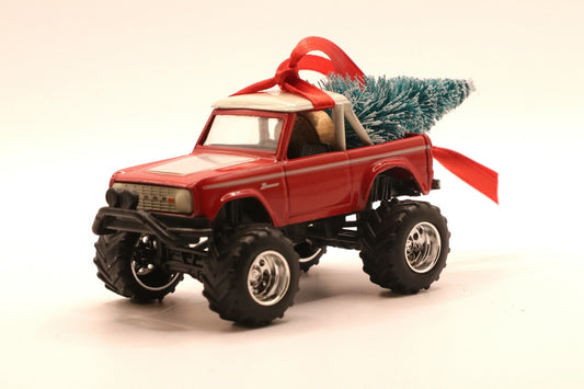 Red Ford Bronco Ornament with Tree