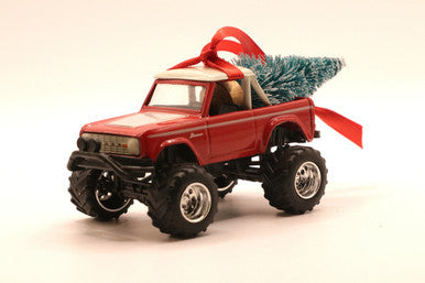 Red Ford Bronco Ornament with Tree
