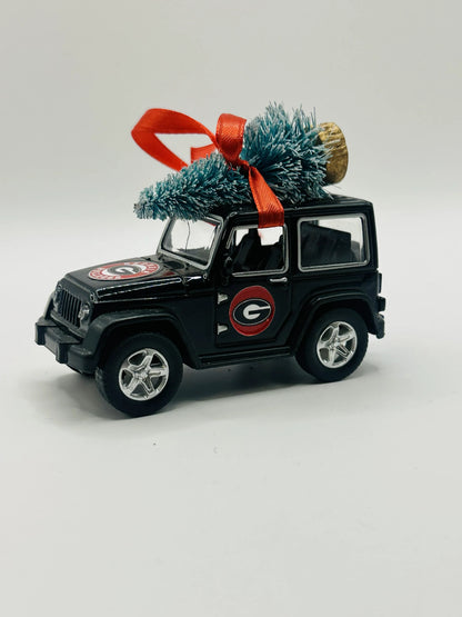 Jeep Wrangler UGA Georgia Bulldogs Christmas Ornament