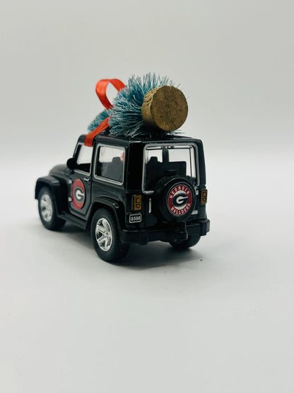 Jeep Wrangler UGA Georgia Bulldogs Christmas Ornament