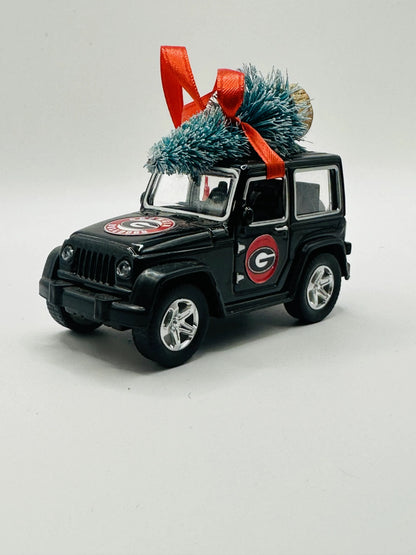 Jeep Wrangler UGA Georgia Bulldogs Christmas Ornament