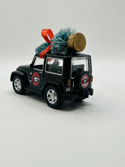 Jeep Wrangler UGA Georgia Bulldogs Christmas Ornament