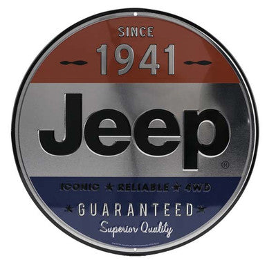JEEP 1941 ROUND EMBOSSED TIN SIGN