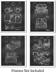 Jeep Vehicle Wall Art Prints - Set of Four (8x10) Unframed