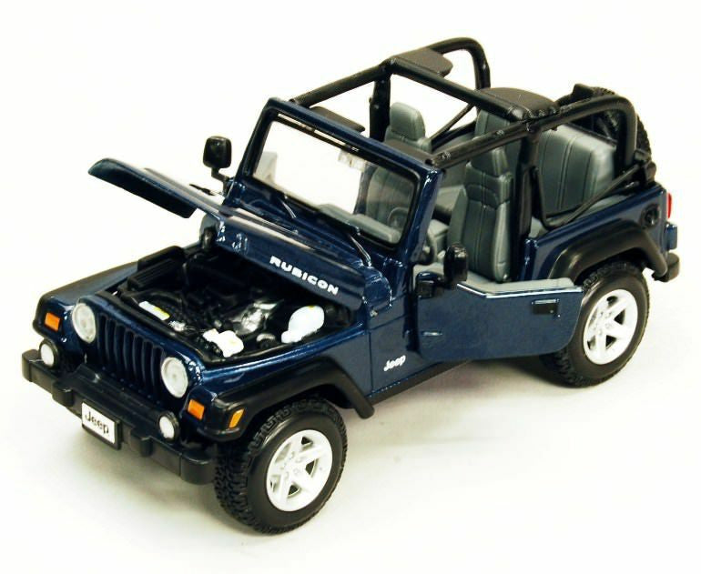 Maisto, 31245DKBLU - 1:27 Jeep Wrangler Rubicon Diecast - Blue
