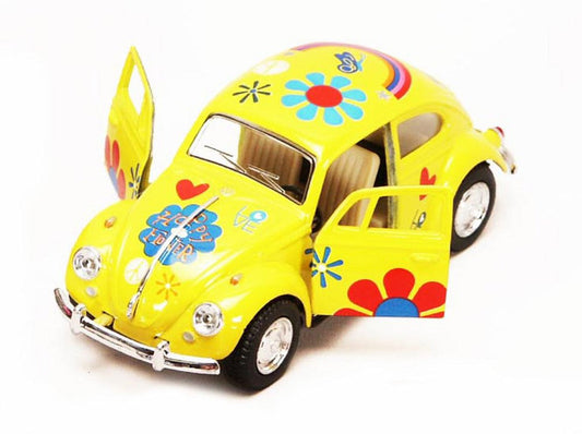 1967 Volkswagen Beetle w/Decals, Yellow - Kinsmart 