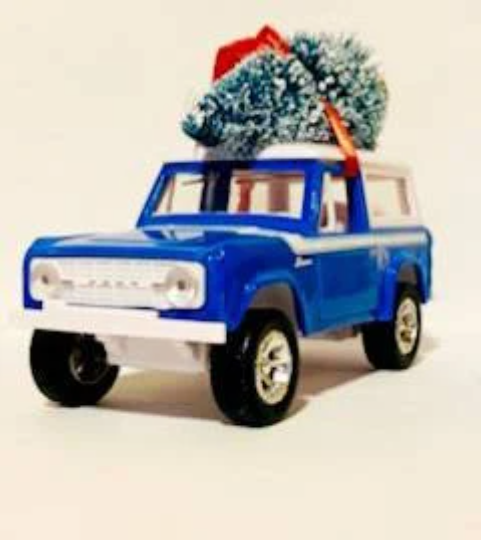 Ford Bronco Blue/White Line with Tree Ornament