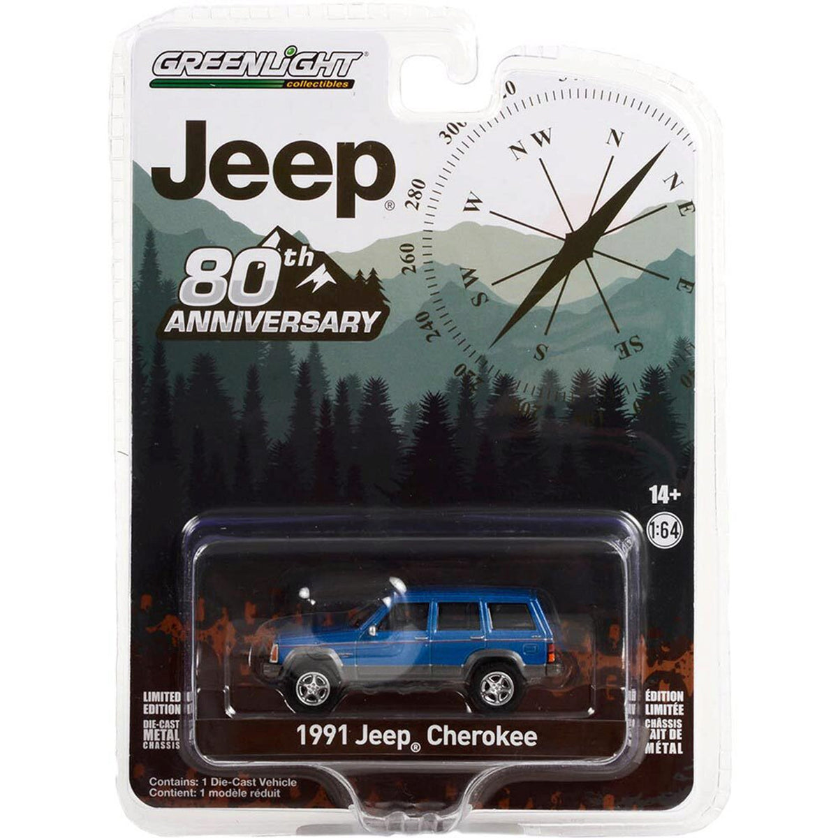 1991 Jeep Cherokee - Jeep 80th Anniversary Edition 1:64 Scale Diecast Replica Model by Greenlight — Offroad Collectibles.