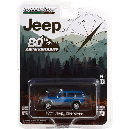 1991 Jeep Cherokee - Jeep 80th Anniversary Edition 1:64 Scale Diecast Replica Model by Greenlight — Offroad Collectibles.
