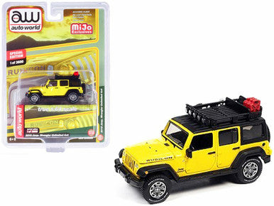 Auto World 1:64 Custom 2018 Jeep Wrangler Rubicon Unlimited Yellow Roof Rack