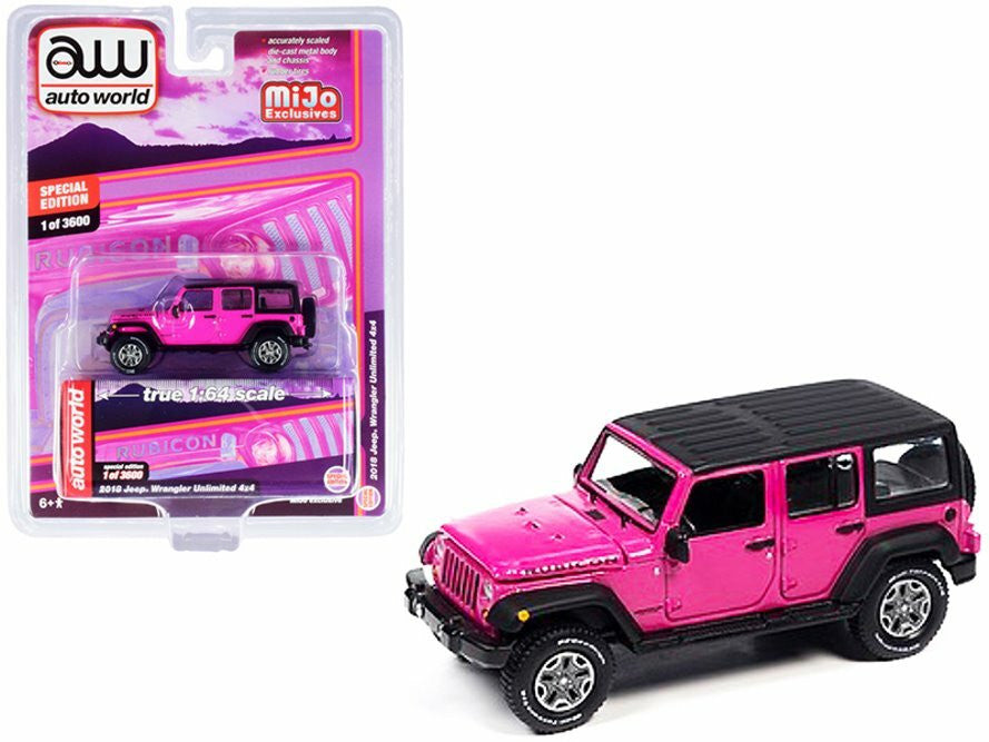 Auto World 1:64 Custom 2018 Jeep Wrangler Rubicon Unlimited 4x4 Pink