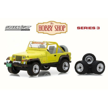 1991 Jeep Wrangler YJ w/ Wheel and Tire Set, Yellow - Greenlight 97030D/48 - 1/64 Scale
