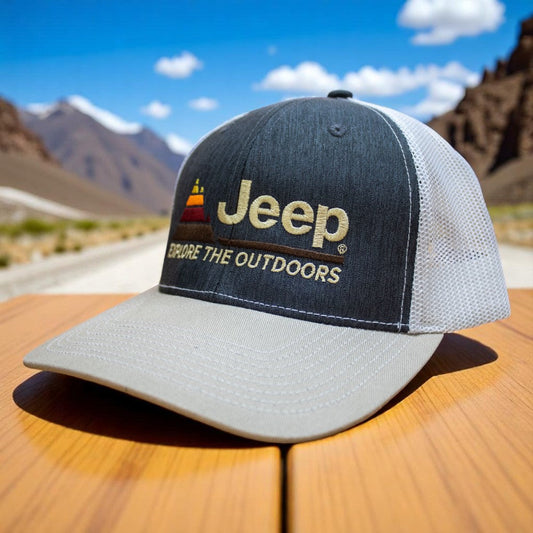 Hat - Jeep Explore The Outdoors - Heather Navy/Khaki/White — Offroad Collectibles.