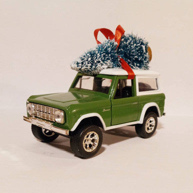 Ford Bronco Green Ornament with Tree