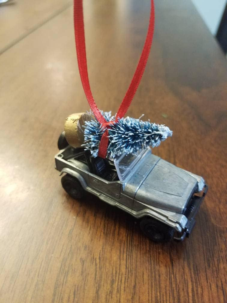 Silver Jeep Wrangler YJ Ornament