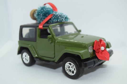 Green Jeep Wrangler Rubicon 2 door Jk Ornament