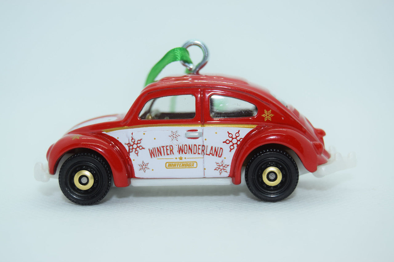 Volkswagen VW Beetle Red and White Christmas Ornament