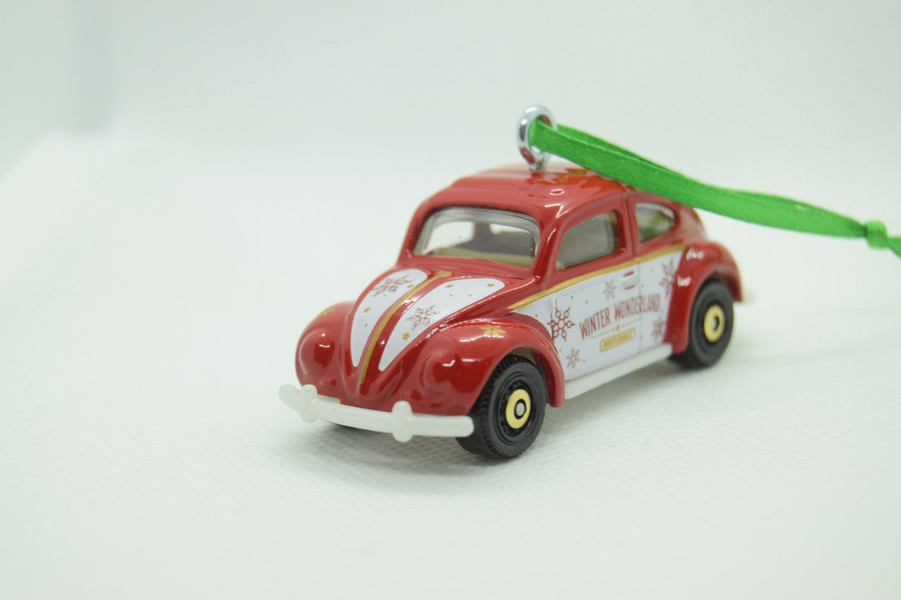 Volkswagen VW Beetle Red and White Christmas Ornament