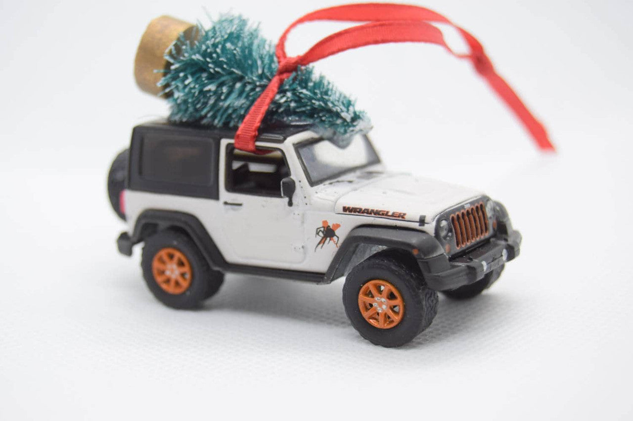 Jeep Wrangler JK White Christmas Ornament