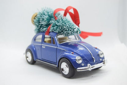 Volkswagen Beetle Bug Blue Ornament with Tree