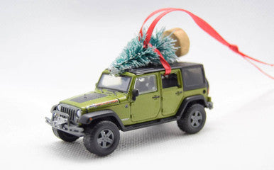Jeep Wrangler Green JKU Ornament with Tree
