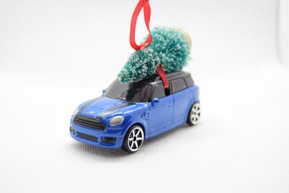 Blue Mini Cooper Christmas Ornament