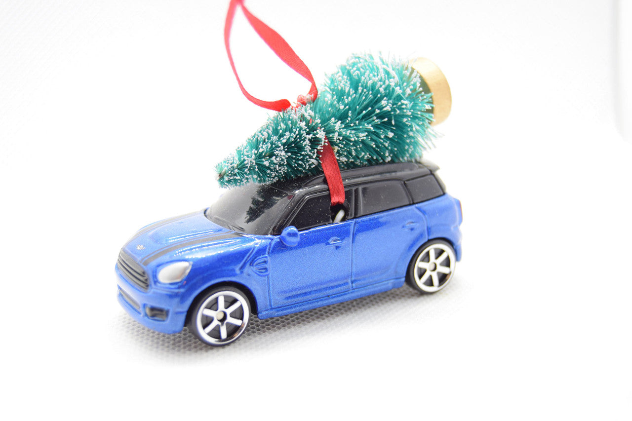 Blue Mini Cooper Christmas Ornament